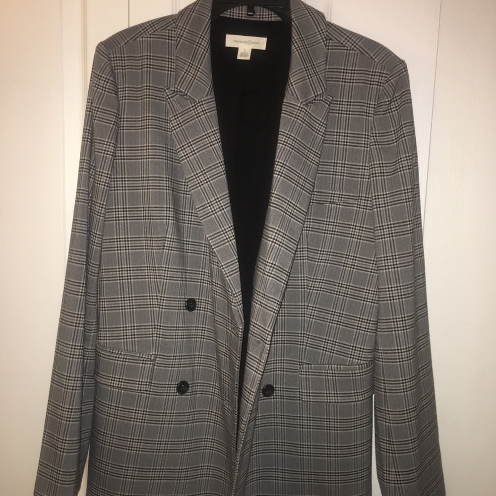 Long double breasted window paint women’s blazer